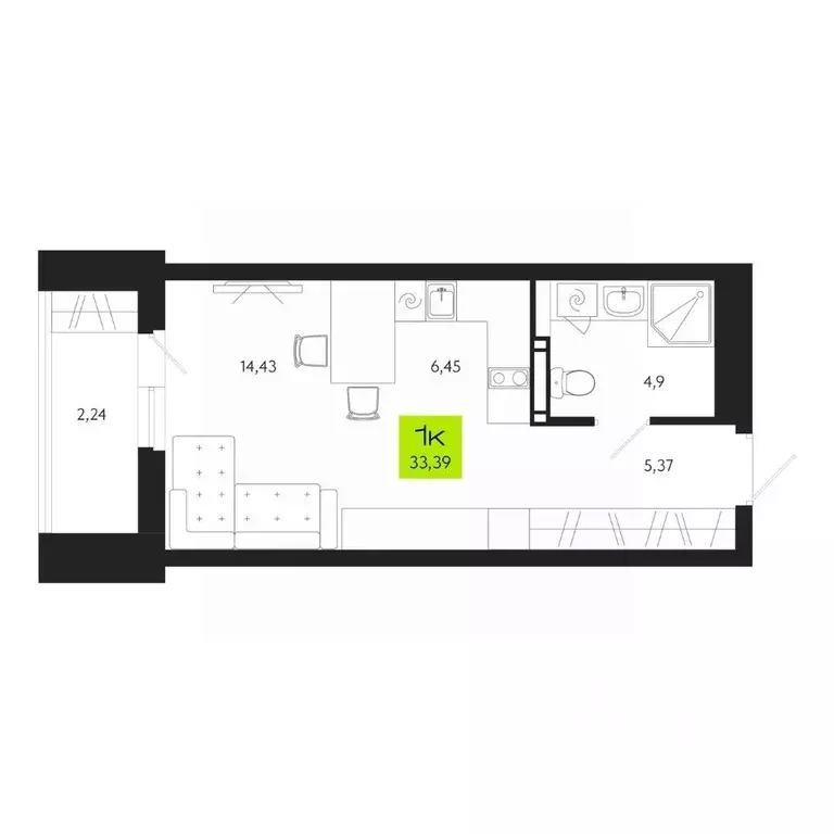 1-к кв. Томская область, Томск Уютный жилой квартал, ул. Маяковского, ... - Фото 1