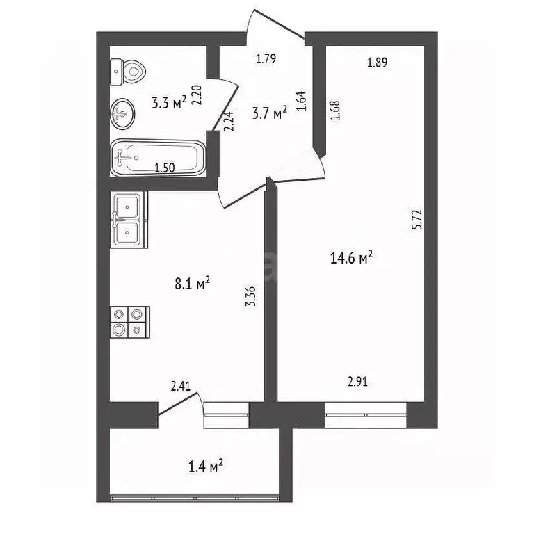1-к кв. Марий Эл, Йошкар-Ола ул. Петрова, 32 (31.1 м) - Фото 2