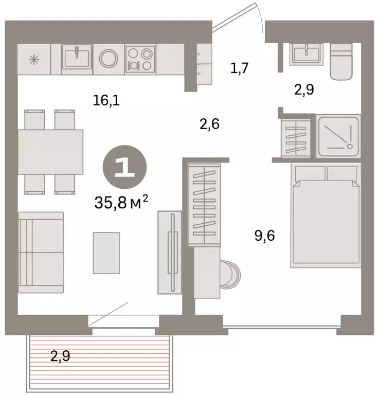 1-комнатная квартира: Екатеринбург, жилой район Сортировочный, ... - Фото 2