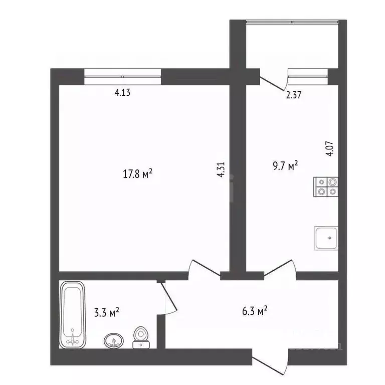 1-к кв. Ямало-Ненецкий АО, Новый Уренгой Восточный мкр, 6/4Б (35.9 м) - Фото 2