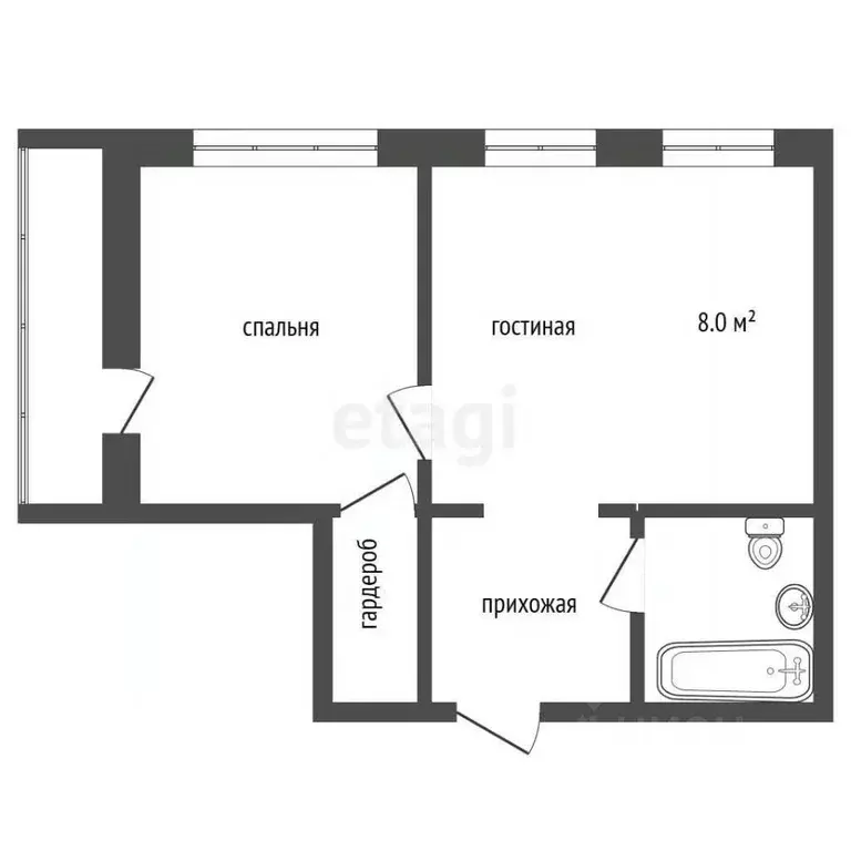 2-к кв. Архангельская область, Архангельск ул. Розинга, 6 (40.3 м) - Фото 1