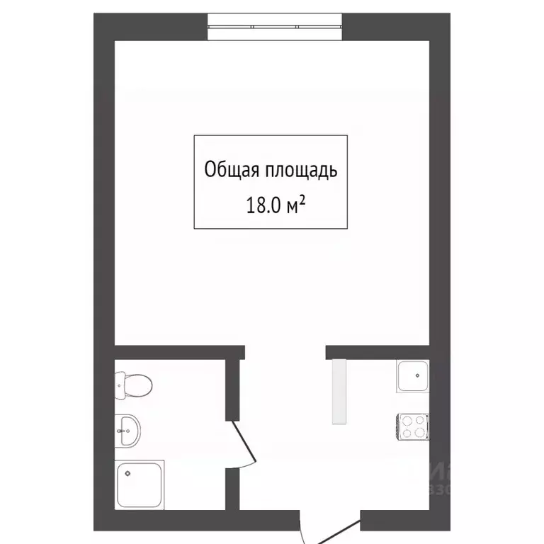 Студия Томская область, Томск просп. Кирова, 56Б (18.4 м) - Фото 1