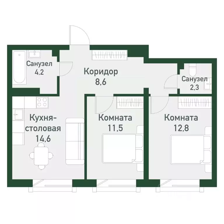 2-к кв. Челябинская область, Челябинский городской округ, пос. ... - Фото 0