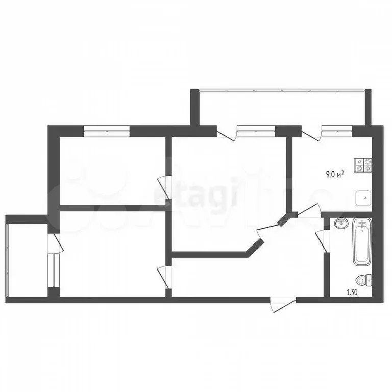3-к. квартира, 65 м, 13/15 эт. - Фото 0