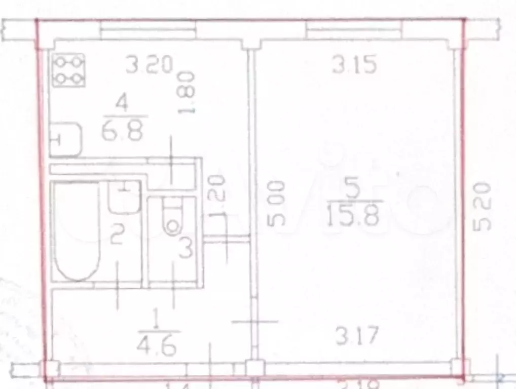 1-к. квартира, 31 м, 5/5 эт. - Фото 0