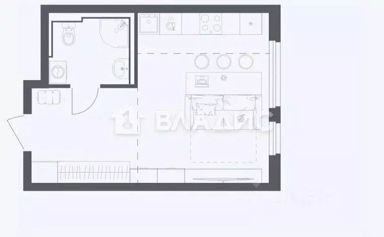 Студия Москва Рязановское поселение, ул. Логинова, 7к2 (26.5 м) - Фото 1