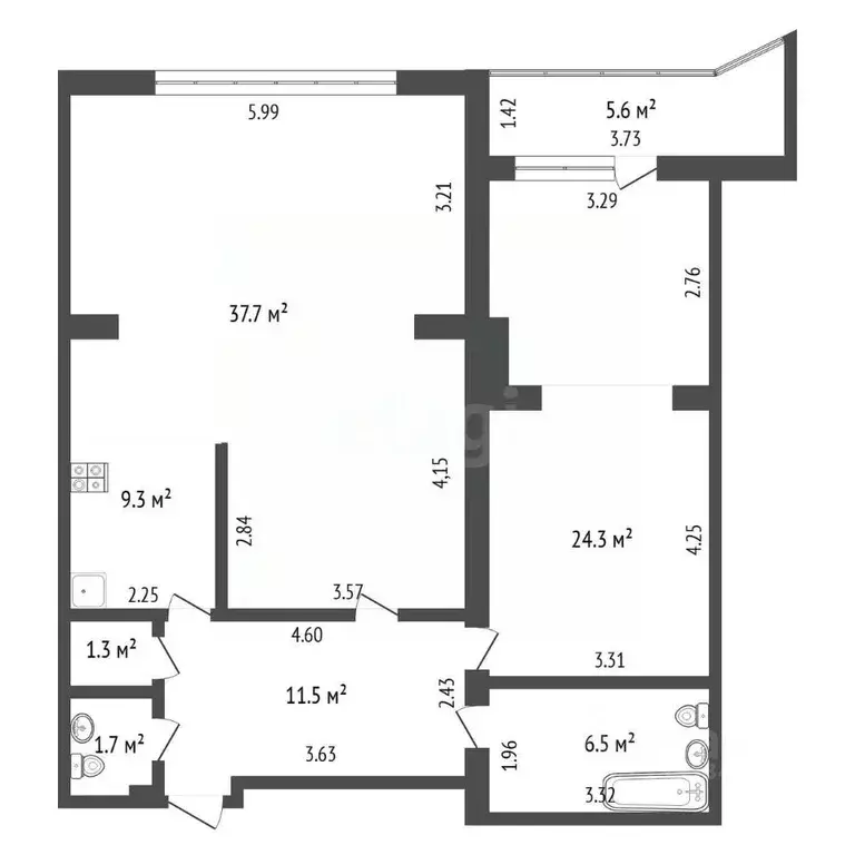 2-к кв. Тюменская область, Тюмень ул. Немцова, 4 (92.3 м) - Фото 1