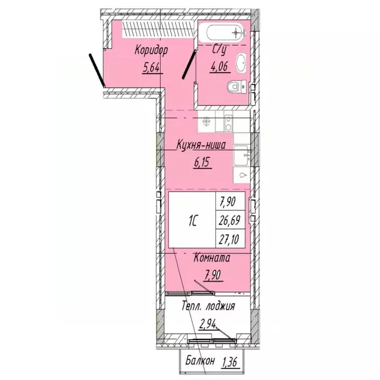 1-к кв. Омская область, Омск ул. 2-я Дачная (27.1 м) - Фото 0