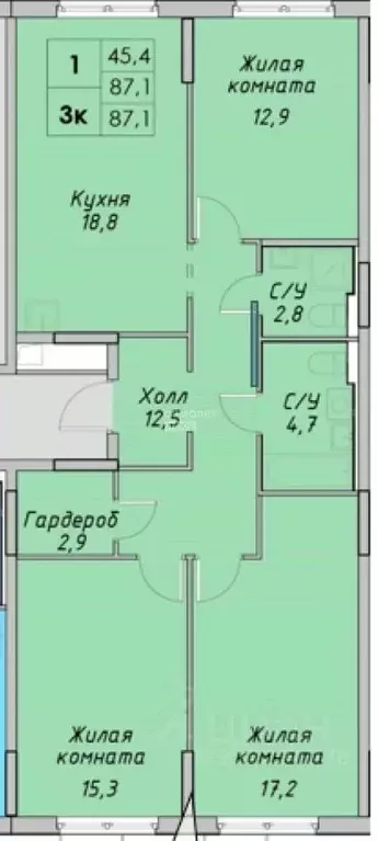 3-к кв. Московская область, Красногорск городской округ, пос. ... - Фото 2