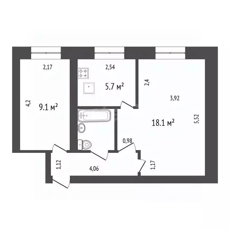 2-к кв. Иркутская область, Иркутск Ямская ул., 33 (40.3 м) - Фото 2