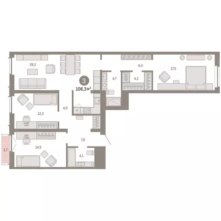 3-комнатная квартира: Новосибирск, Большевистская улица, 66 (106.31 м) - Фото 2