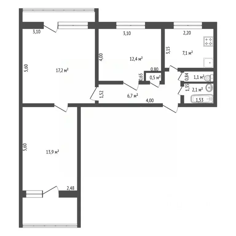 3-к кв. Башкортостан, Уфа ул. Лесотехникума, 34 (63.6 м) - Фото 1