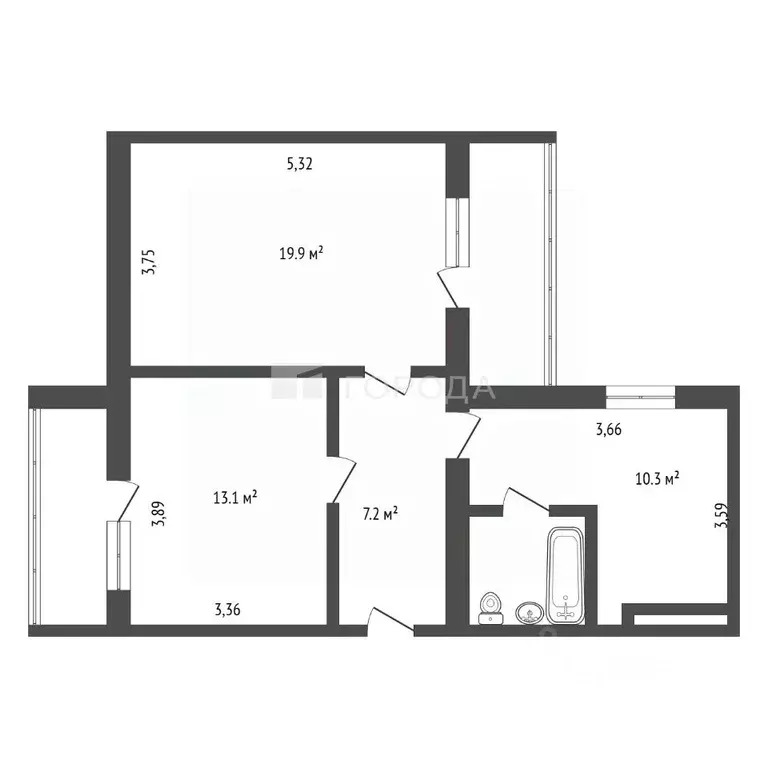 2-к кв. Томская область, Томск Алтайская ул., 163А (53.0 м) - Фото 2
