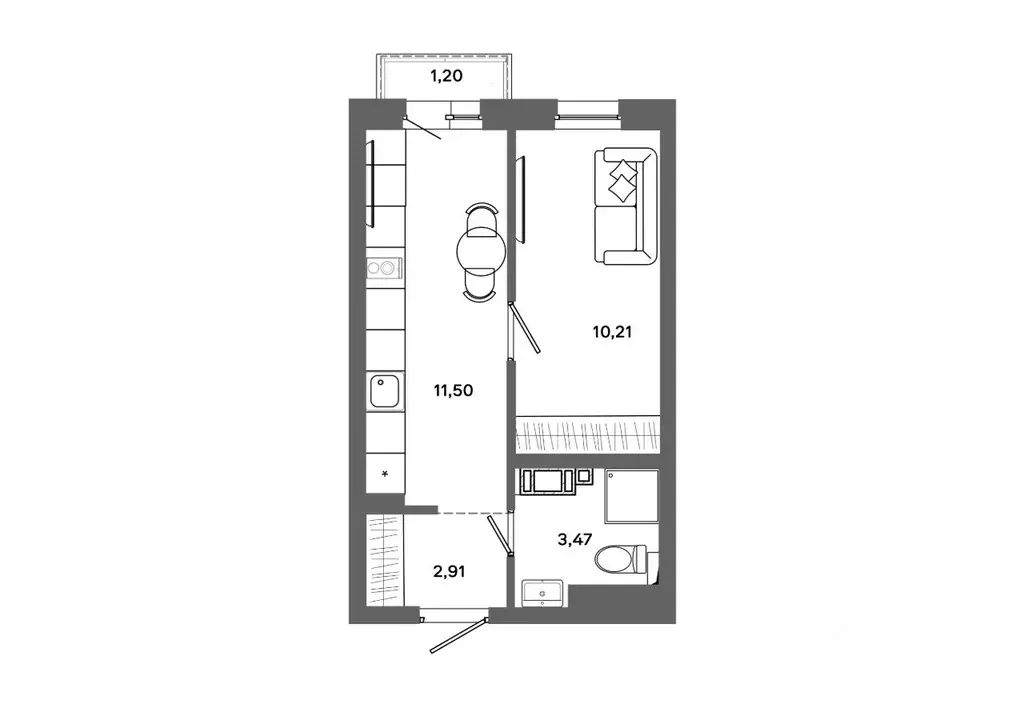 1-к кв. Ханты-Мансийский АО, Сургут 30А мкр,  (28.45 м) - Фото 0
