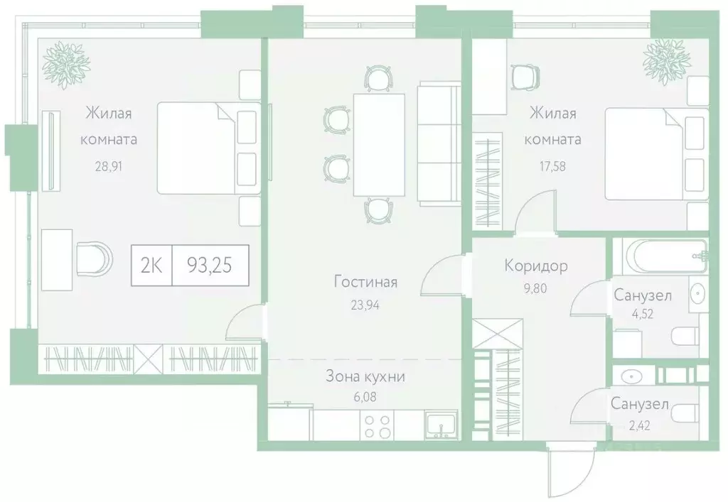 2-к кв. Хабаровский край, Хабаровск Доступный пер., 14 (93.25 м) - Фото 1