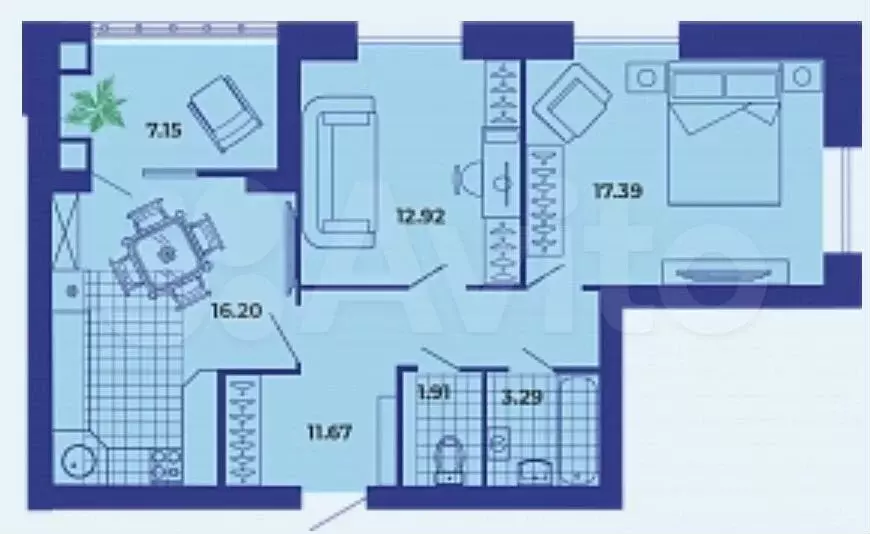 2-к. квартира, 71,5 м, 2/9 эт. - Фото 0