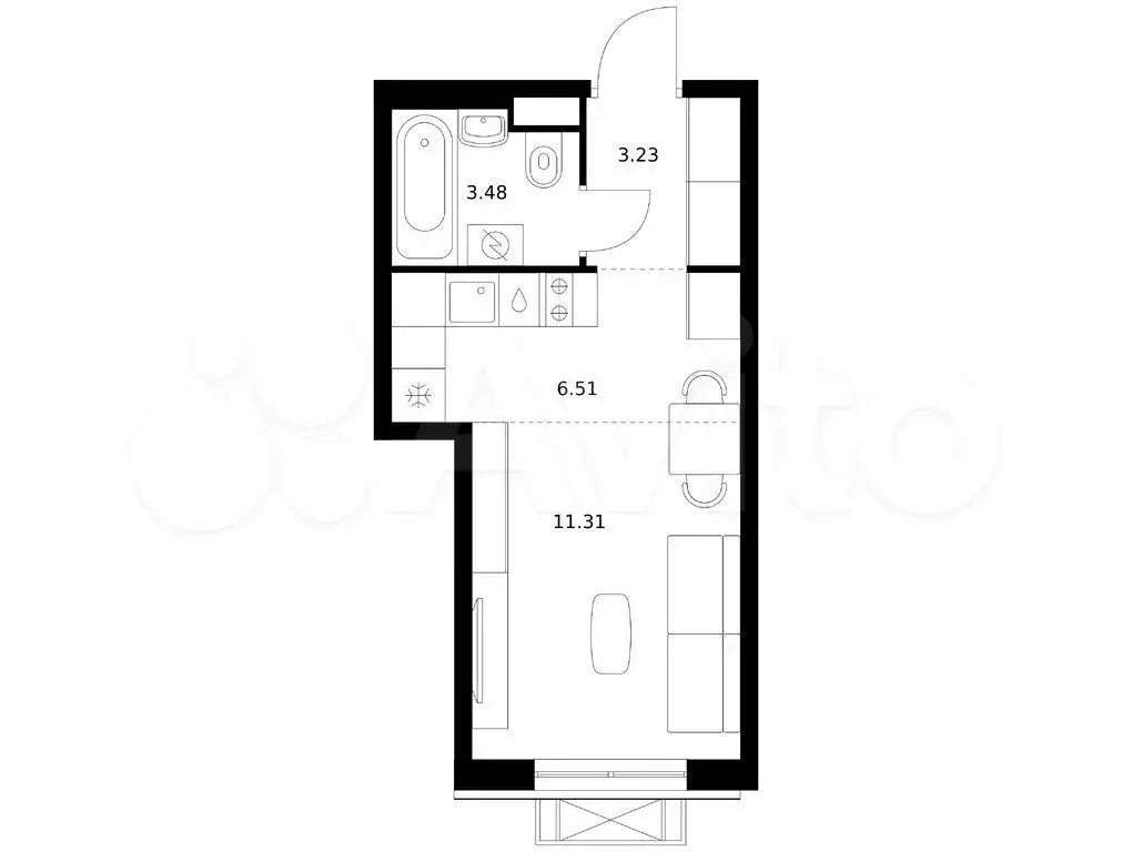 Квартира-студия, 24,5 м, 3/16 эт. - Фото 0
