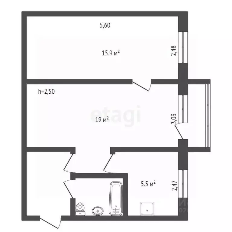 2-к кв. Кемеровская область, Прокопьевск просп. Ленина, 29 (44.2 м) - Фото 2
