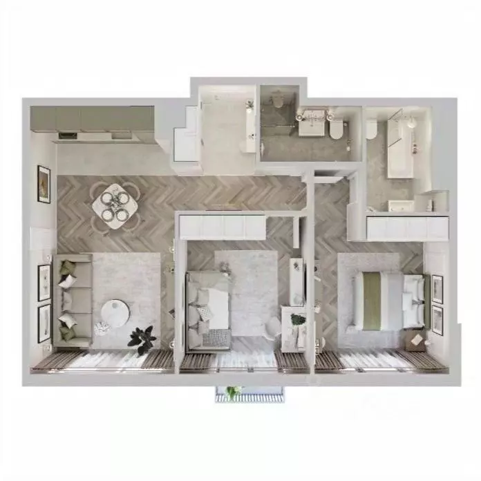 2-к кв. Омская область, Омск Кемеровская ул. (65.94 м) - Фото 1