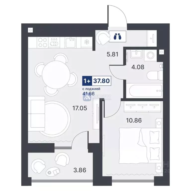 1-к кв. Тюменская область, Тюмень ДОК мкр, ул. Рылеева, 31 (37.8 м) - Фото 1