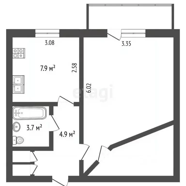 1-к кв. Ямало-Ненецкий АО, Новый Уренгой Советский мкр, 2к2 (38.0 м) - Фото 2
