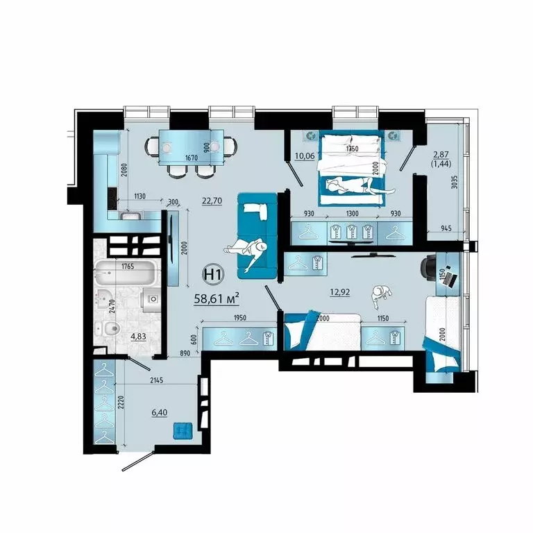 3-комнатная квартира: Владивосток, Ленинский район (58.61 м) - Фото 1