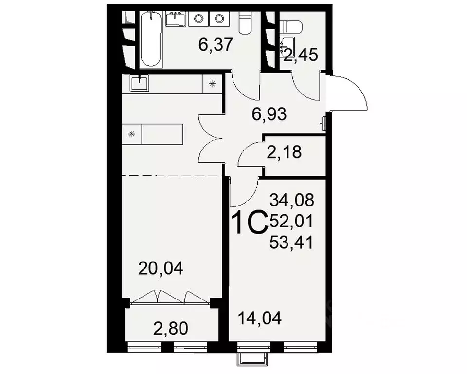 1-к кв. Тульская область, Тула ул. Коминтерна, 44 (53.41 м) - Фото 0