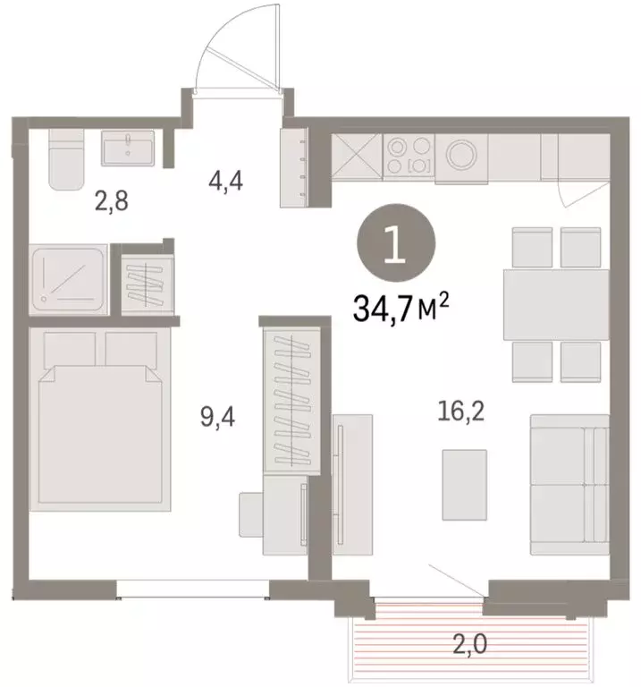 1-комнатная квартира: Екатеринбург, микрорайон Академический, 19-й ... - Фото 2