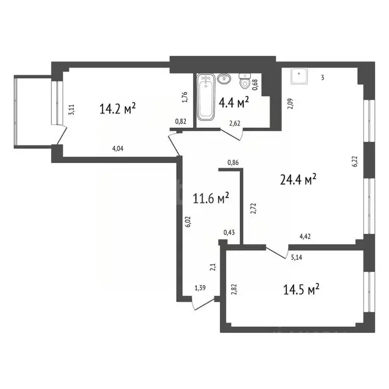 2-к кв. Красноярский край, Красноярск ул. Робеспьера, 32 (66.3 м) - Фото 2