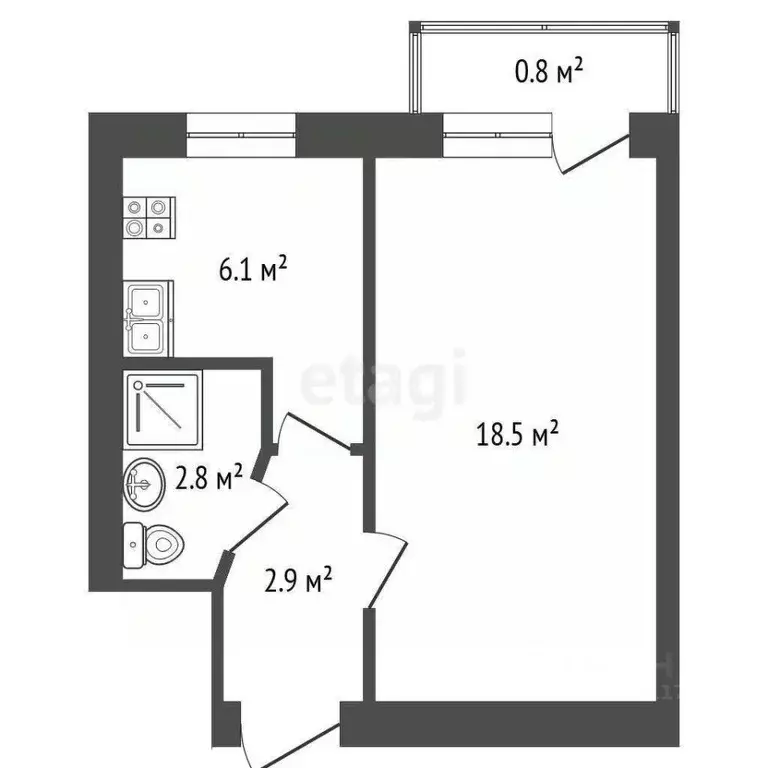 1-к кв. Севастополь просп. Героев Сталинграда, 24а (30.3 м) - Фото 2