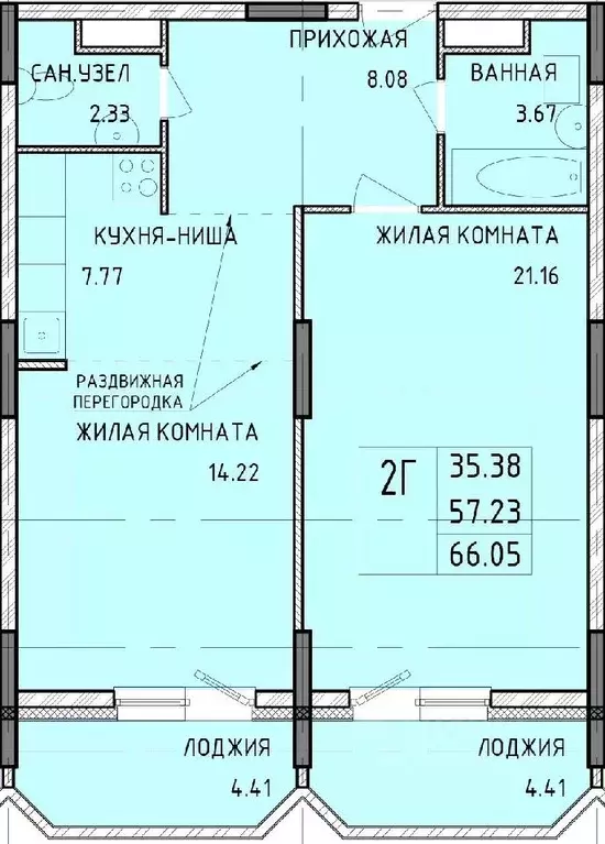 2-к кв. Тульская область, Тула Рязанская ул., 19 (66.05 м) - Фото 0