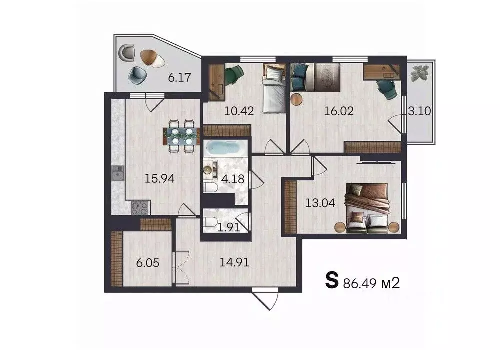 3-к кв. Ярославская область, Ярославль ул. Строителей, 16к3 (86.5 м) - Фото 1