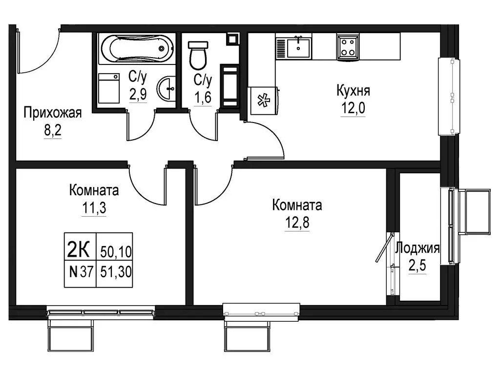 2-комнатная квартира: Нижний Новгород, Автозаводский район (50.1 м) - Фото 0
