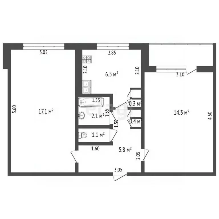 2-к кв. Мордовия, Рузаевка ул. Юрасова, 10А (47.6 м) - Фото 2