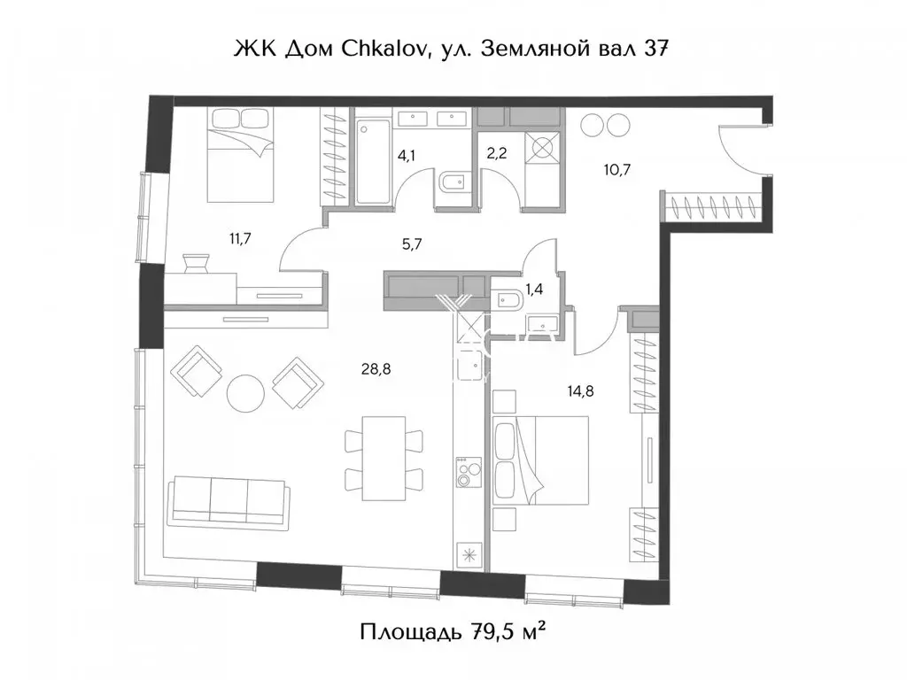 3-комнатная квартира: Москва, площадь Курского Вокзала, 1 (79.5 м) - Фото 0