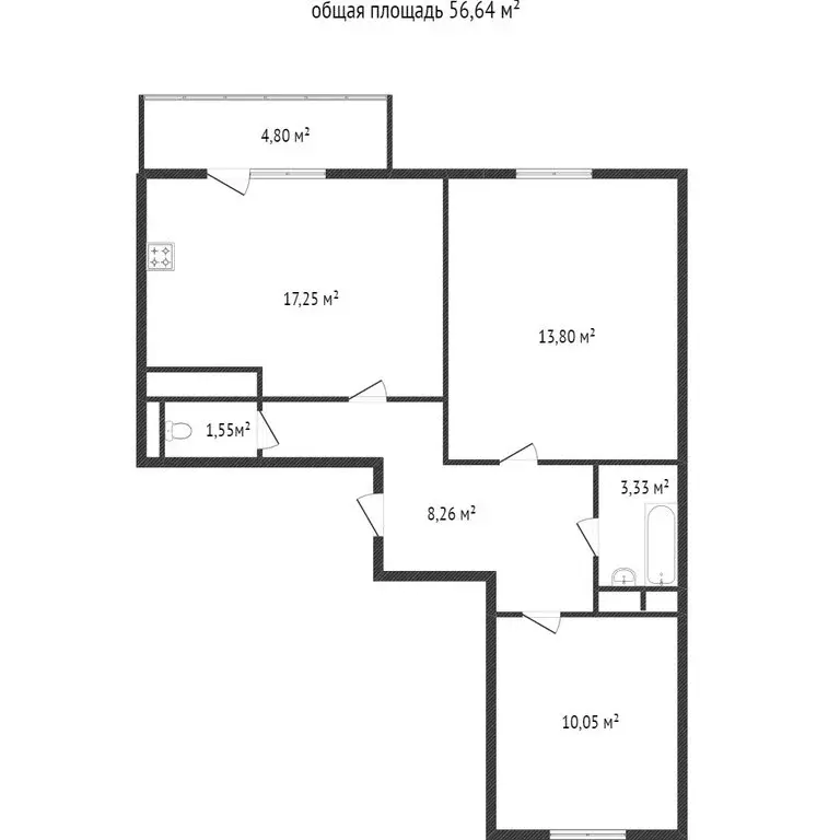 2-комнатная квартира: Тобольск, улица Семёна Ремезова, 68 (42 м) - Фото 0