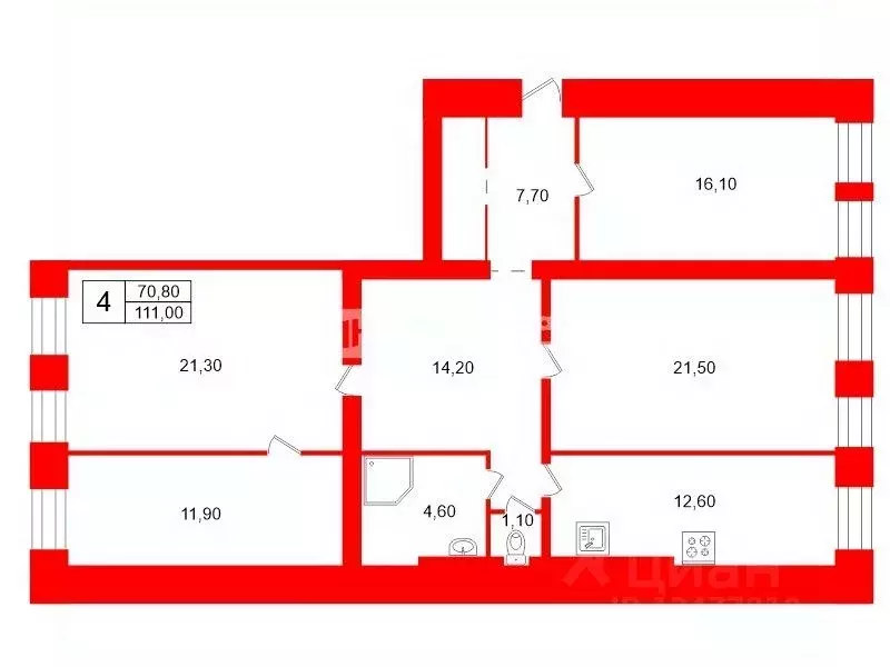 4-к кв. Санкт-Петербург Лиговский просп., 147 (111.0 м) - Фото 2