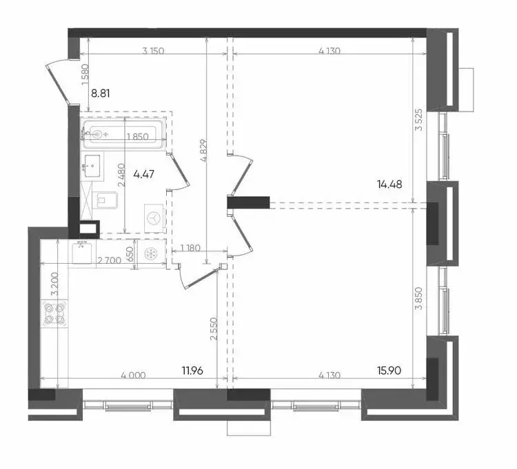 2-комнатная квартира: Казань, территория ГСК Автоград, 1/121 (55.62 м) - Фото 0