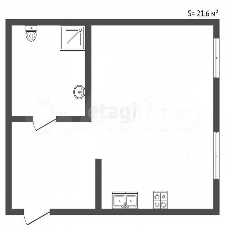 Доля в квартира-студии, 26,1 м, 1/6 эт. - Фото 0