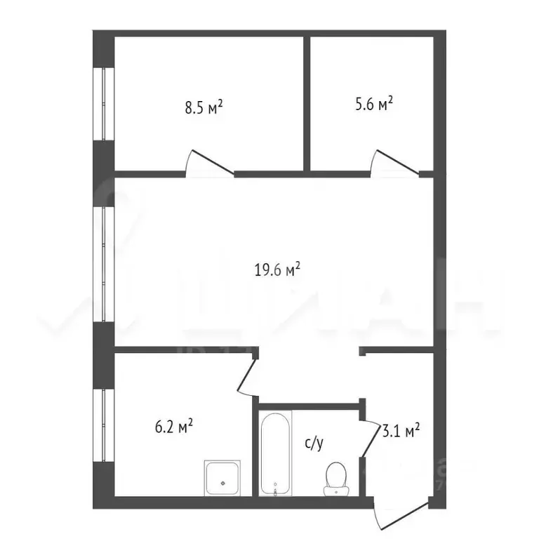 3-к кв. Тульская область, Тула ул. Пузакова, 12 (47.6 м) - Фото 2