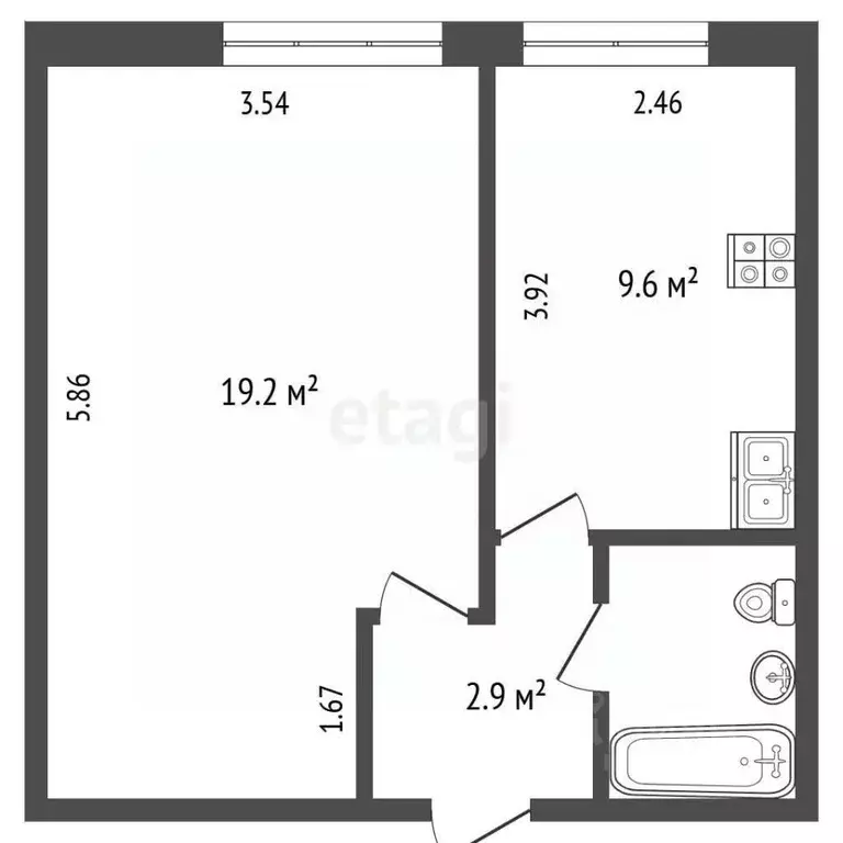 1-к кв. Татарстан, Набережные Челны просп. Мира, 25 (34.5 м) - Фото 2