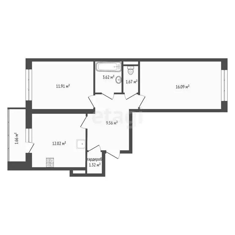 2-комнатная квартира: Ярославль, проспект Фрунзе, 56Д (57.86 м) - Фото 1