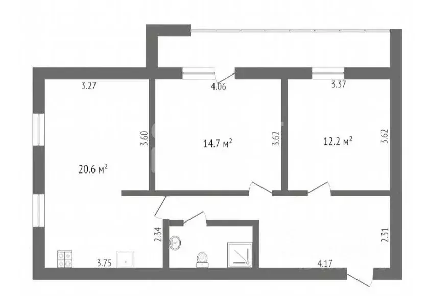 2-к кв. Тюменская область, Тюмень ул. Мельникайте, 129/1 (67.4 м) - Фото 1