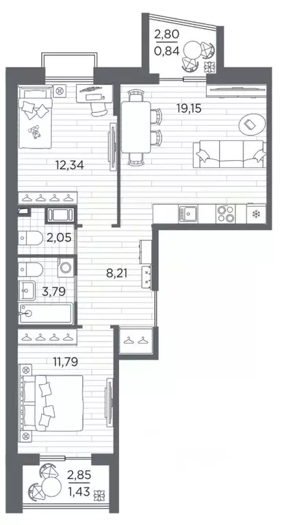 2-к кв. Санкт-Петербург Полюстровский просп., 87 (59.6 м) - Фото 1
