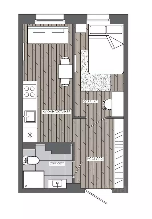 1-к кв. Ханты-Мансийский АО, Сургут 30А мкр,  (28.94 м) - Фото 0