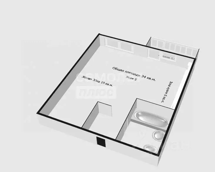 1-к кв. Пензенская область, Пенза ул. Шмидта, 24 (31.4 м) - Фото 2