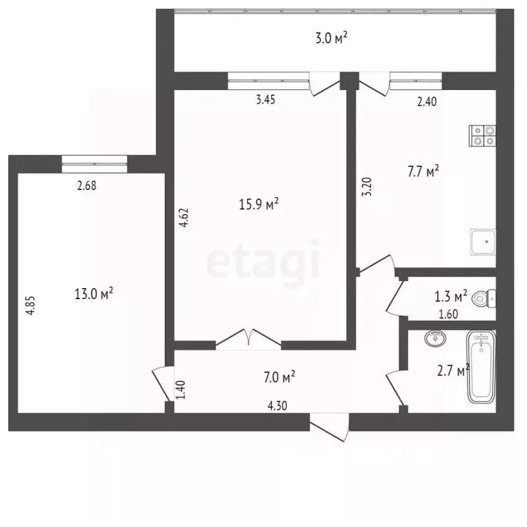 2-к кв. Мордовия, Саранск Гожувская ул., 28 (44.6 м) - Фото 1