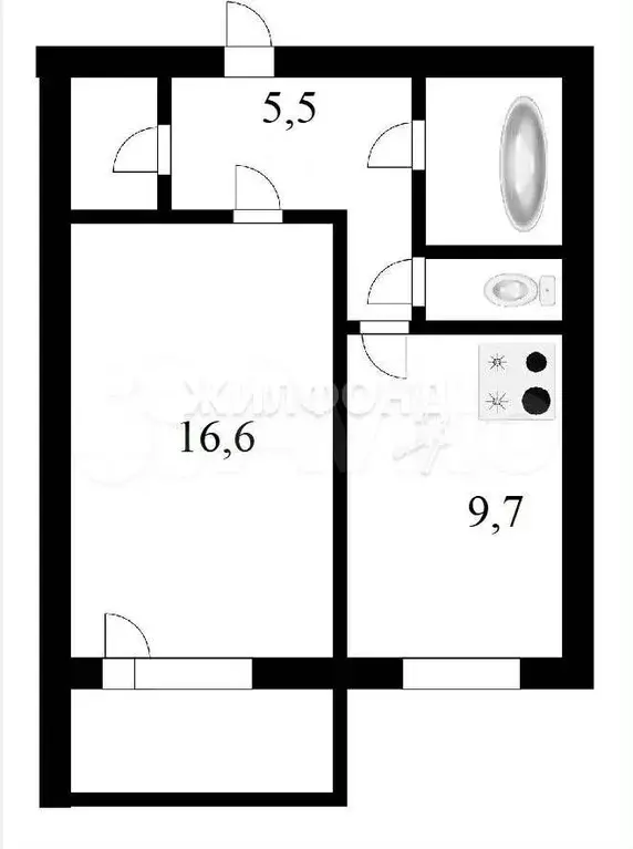 1-к. квартира, 37,1 м, 3/10 эт. - Фото 0