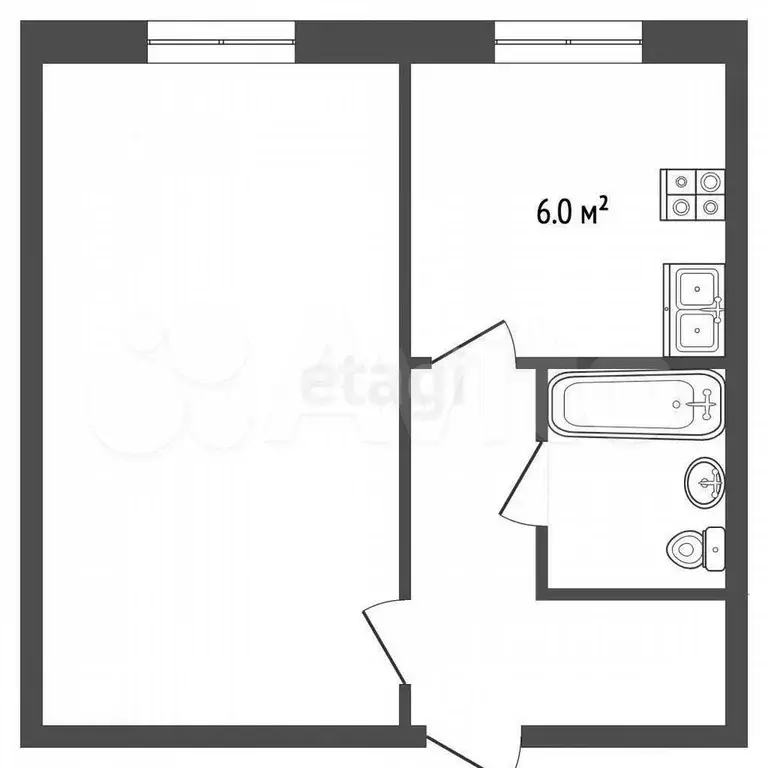 1-к. квартира, 32 м, 5/5 эт. - Фото 0