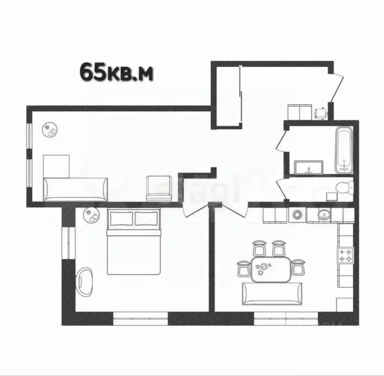 2-к кв. Белгородская область, Белгород ул. Щорса, 8Мк1 (65.0 м) - Фото 2